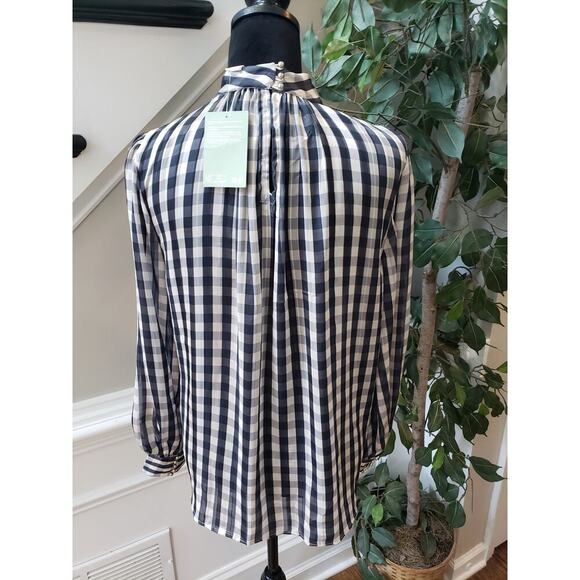 H&M Top Blouse Women's Medium Multicolor 100% Polyester Long Sleeve Halter Neck - Picture 3 of 16